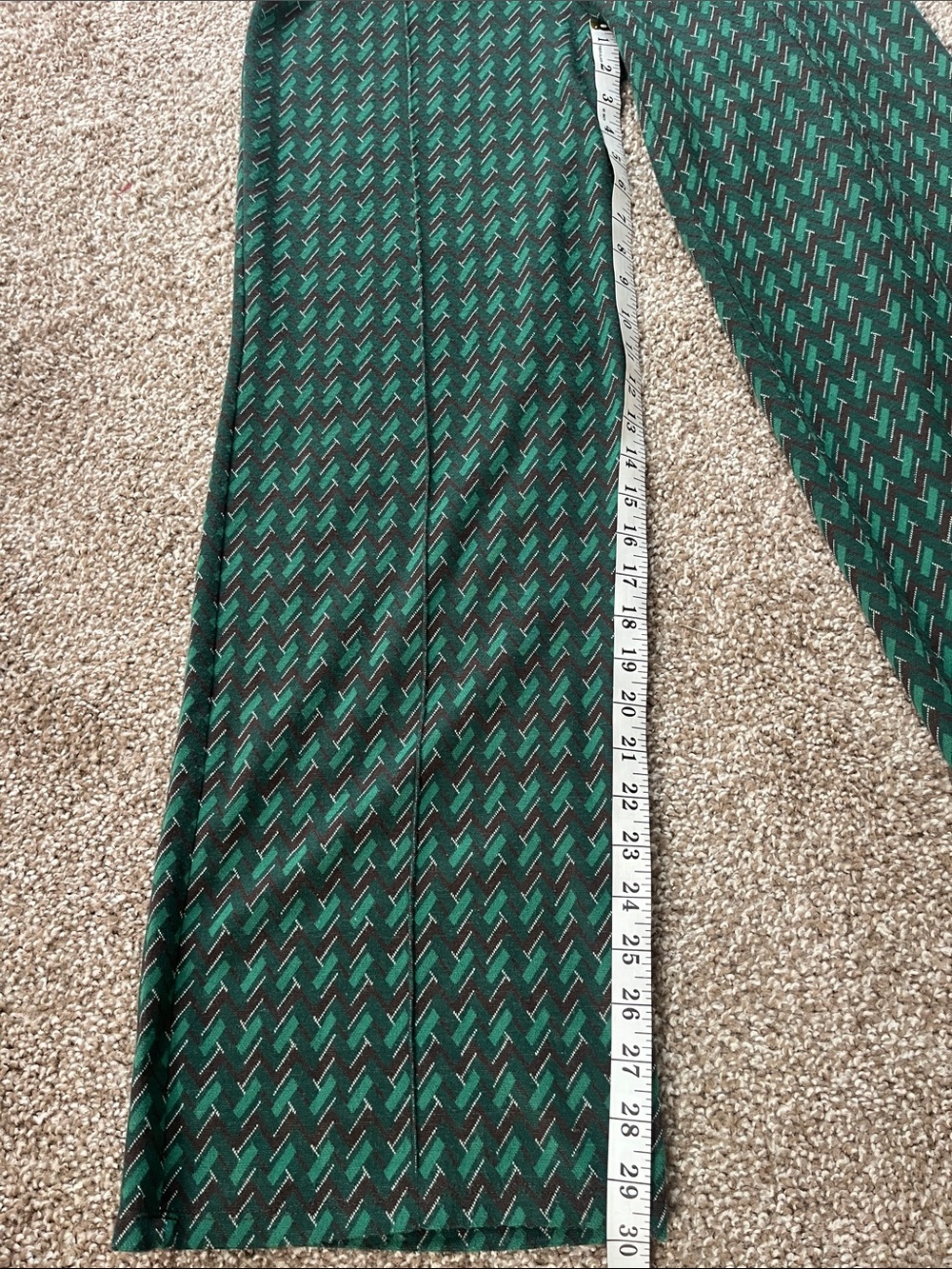 Zara 2pcs Set Green Patterned Wide-Leg Pants &PoloTop - Women's Stylish Trousers - Picture 10 of 16